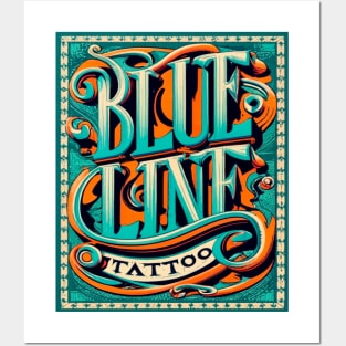 Blue Line Tattoo La Crosse WI Fancy Scroll Lettering Posters and Art